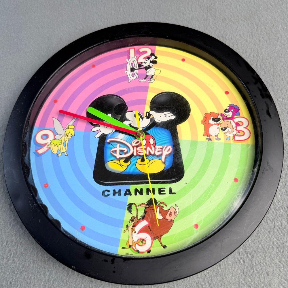 Disney Channel Vintage Wall Clock Mickey Mouse PB&J Otter Tinker Bell 10.5 Inch